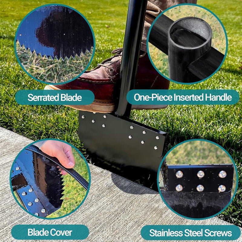 CKLT One-Piece 40in Manual Edger Lawn Tool with Spring Steel Blade Manganese Steel Border Edger for Landscaping Rustproof Half Moon Edger with Rubber Handle for Garden Maintenance - Image 3